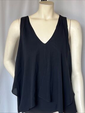 Theory Black Silk Layered Sleeveless Blouse